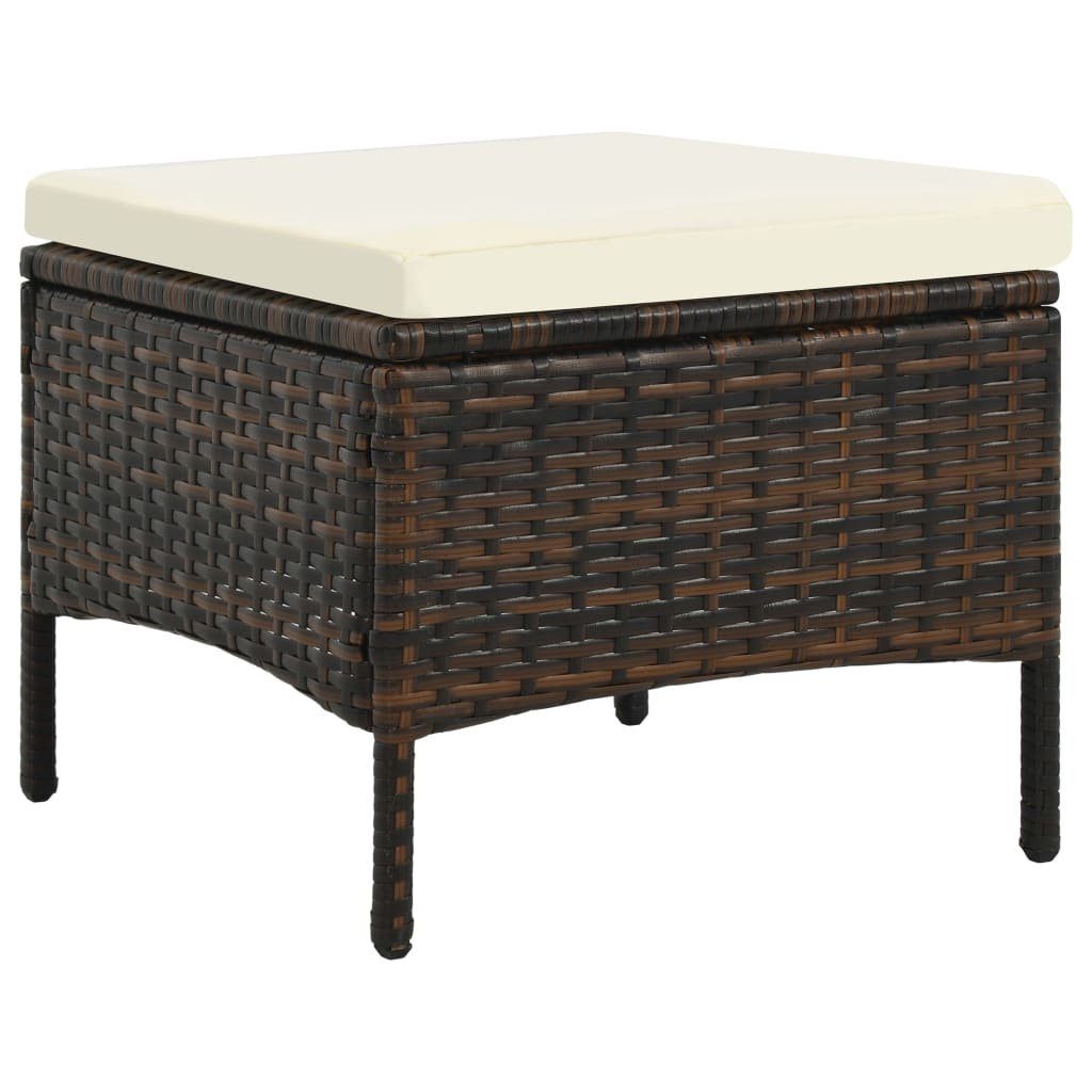 vidaXL Loungesofa 2-Sitzer-Gartensofa mit Tisch & Hocker Poly Rattan Braun, 1 Teile