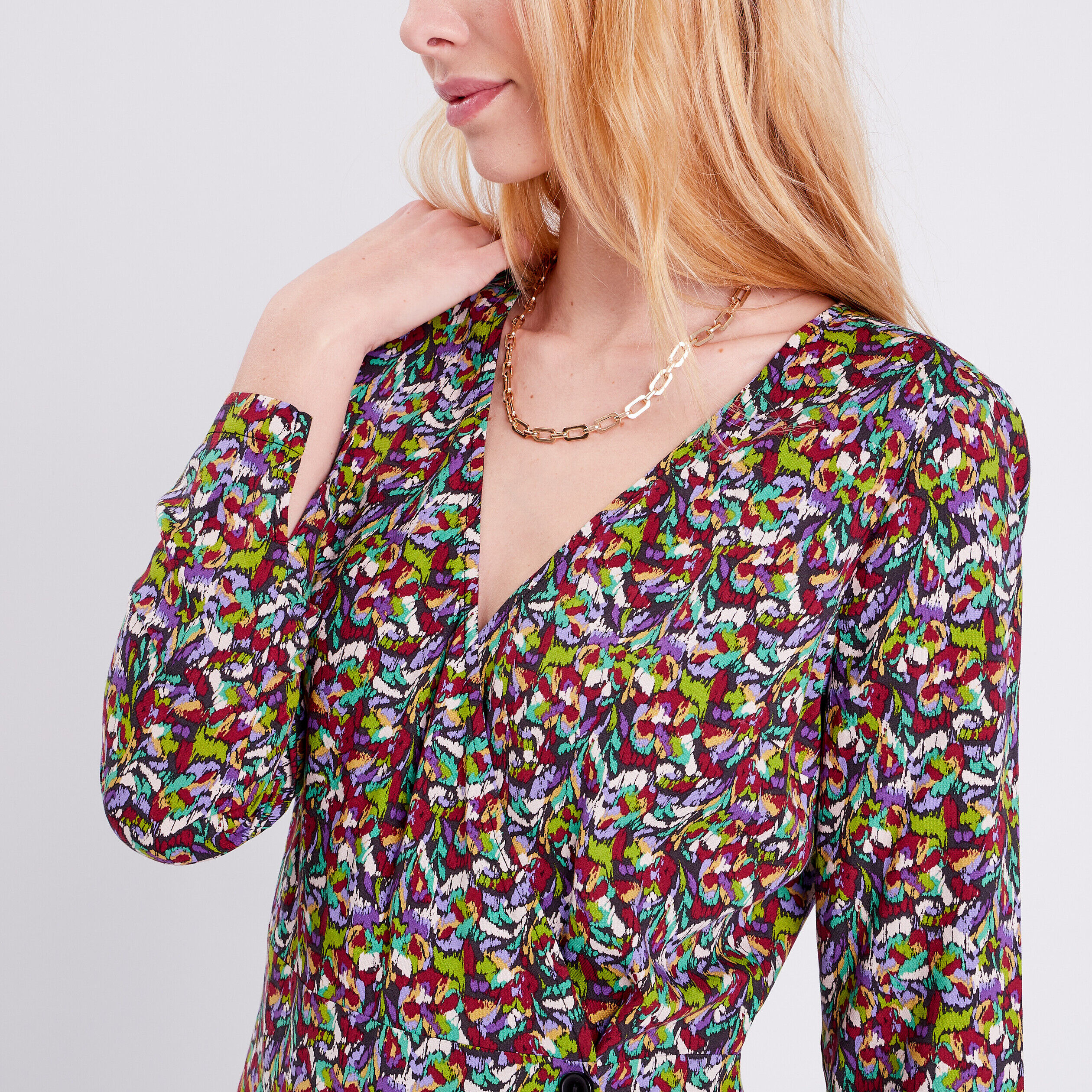 Robe évasée manches 3/4 noir femme | Cache Cache