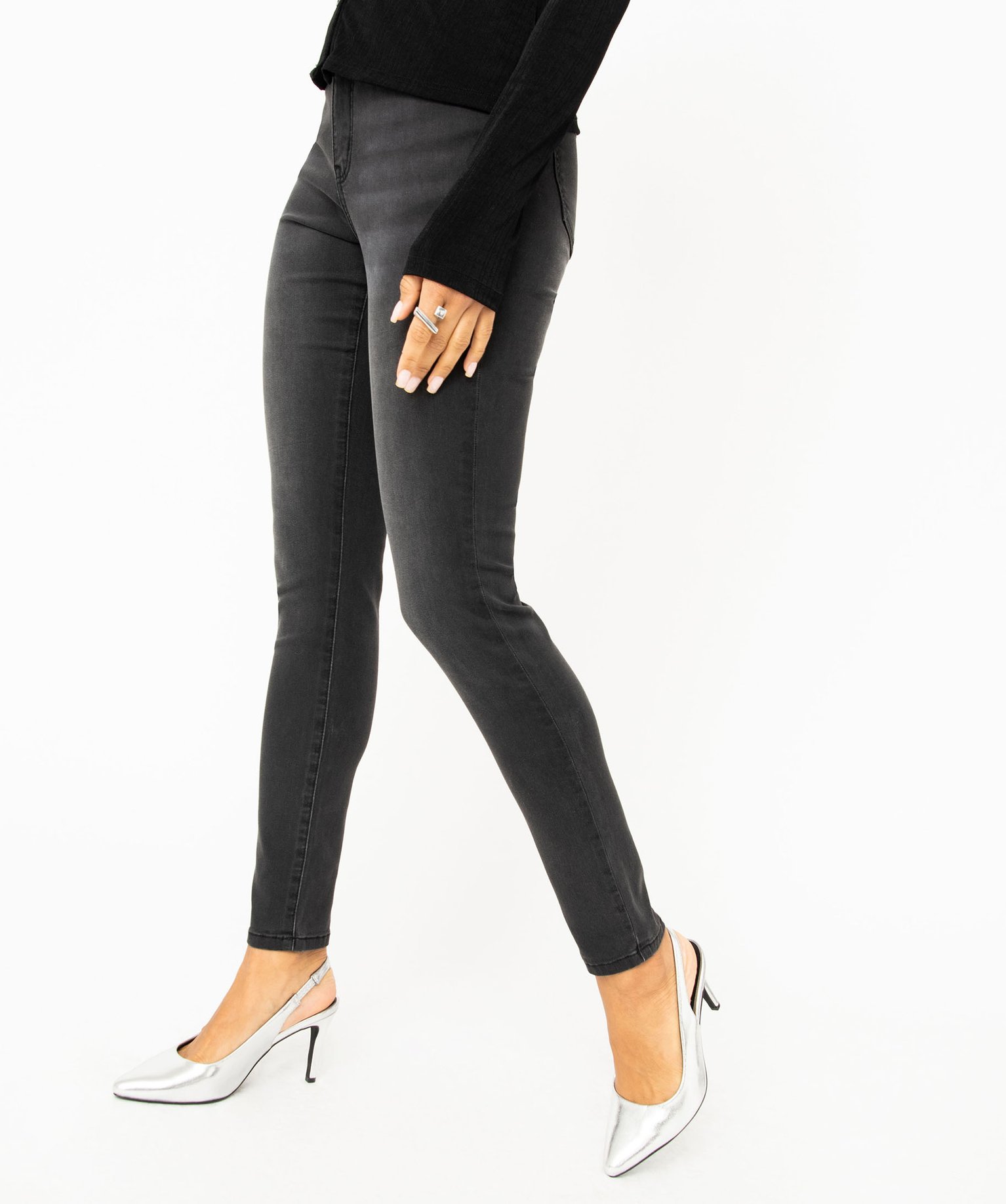 Jean Skinny taille haute stretch femme grey | GEMO