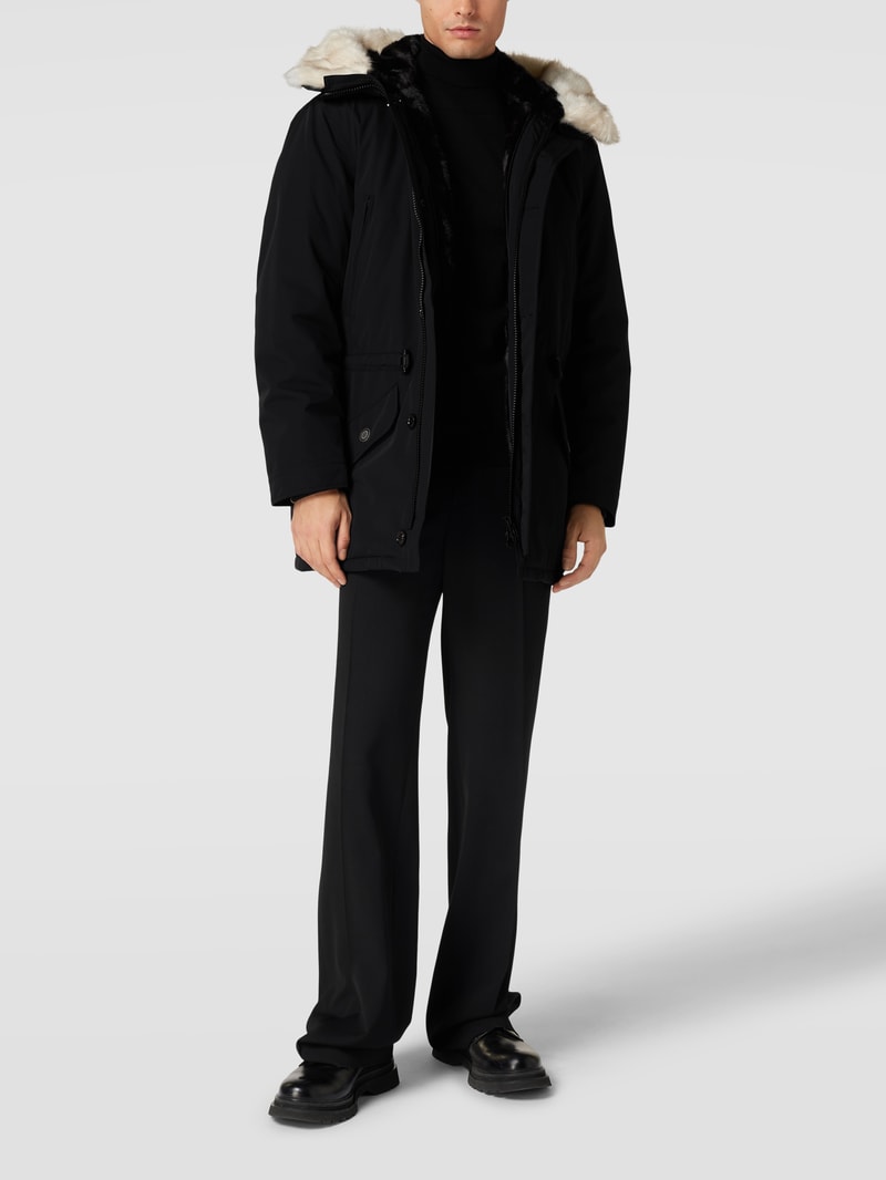Funktionsjacke mit Kunstfellbesatz Modell 'BLACK X MEN' in schwarz