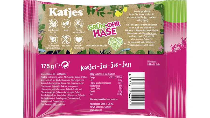 Katjes Grün-Ohr Hase vegan 175 g