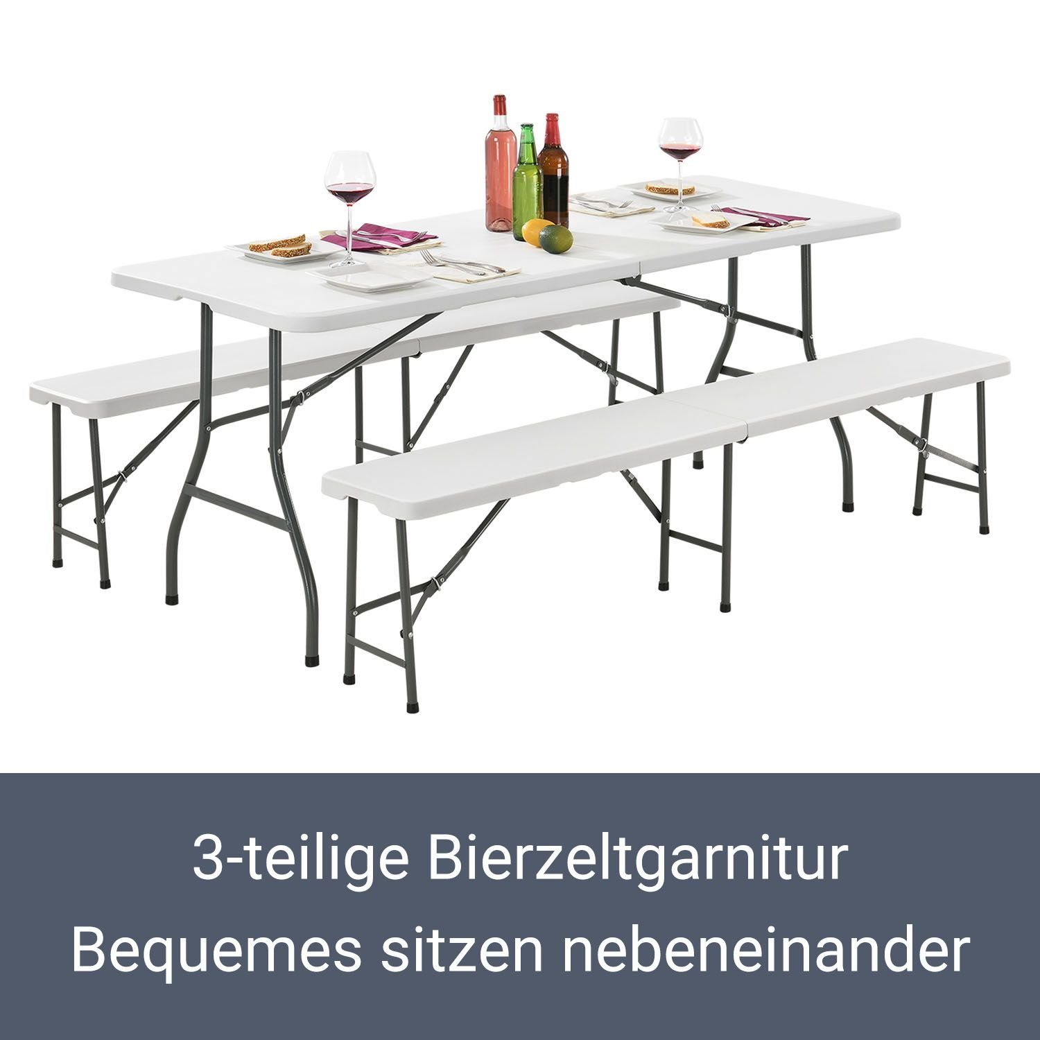 Juskys Bierzeltgarnitur Bayreuth, (3-tlg), pflegeleicht, ideal im Garten oder beim Camping