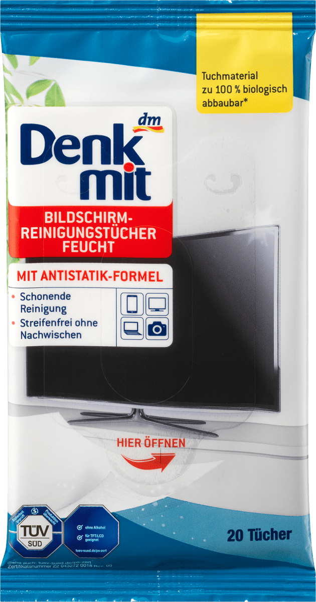 Feuchte Reinigungstücher für Bildschirm, 20 St
