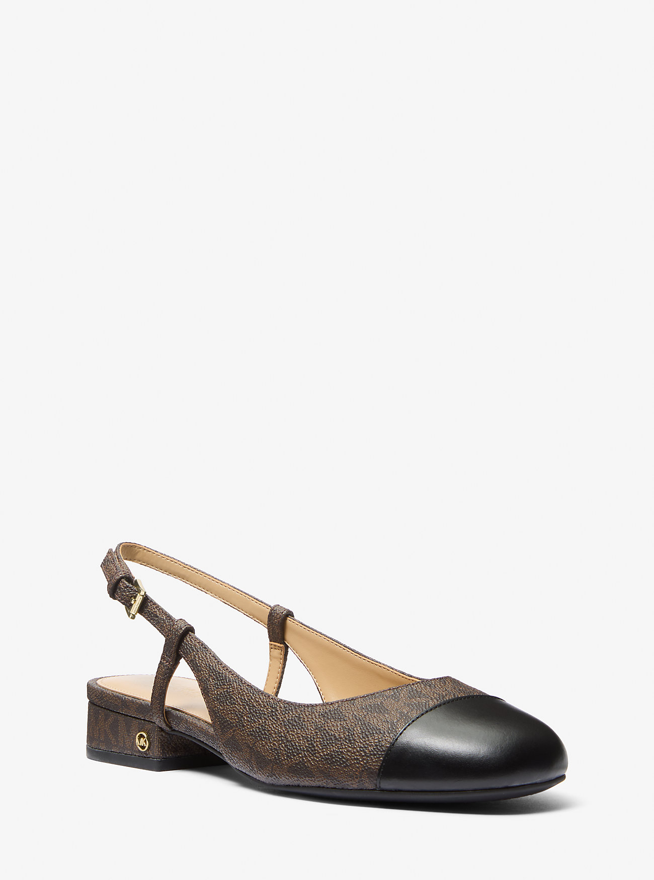 Perla Flex Signature Logo Slingback Flat - SVART/BRUN