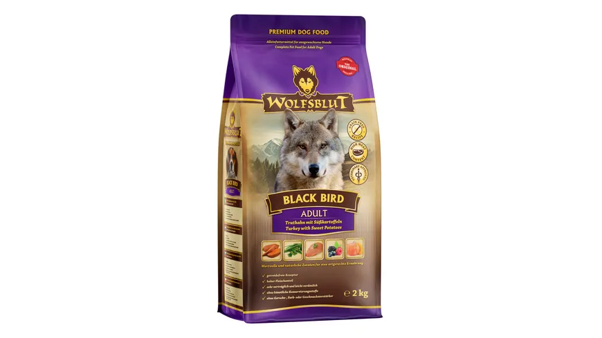 Wolfsblut Hundetrockenfutter Black Bird Adult Truthahn & Süßkartoffel 2 kg