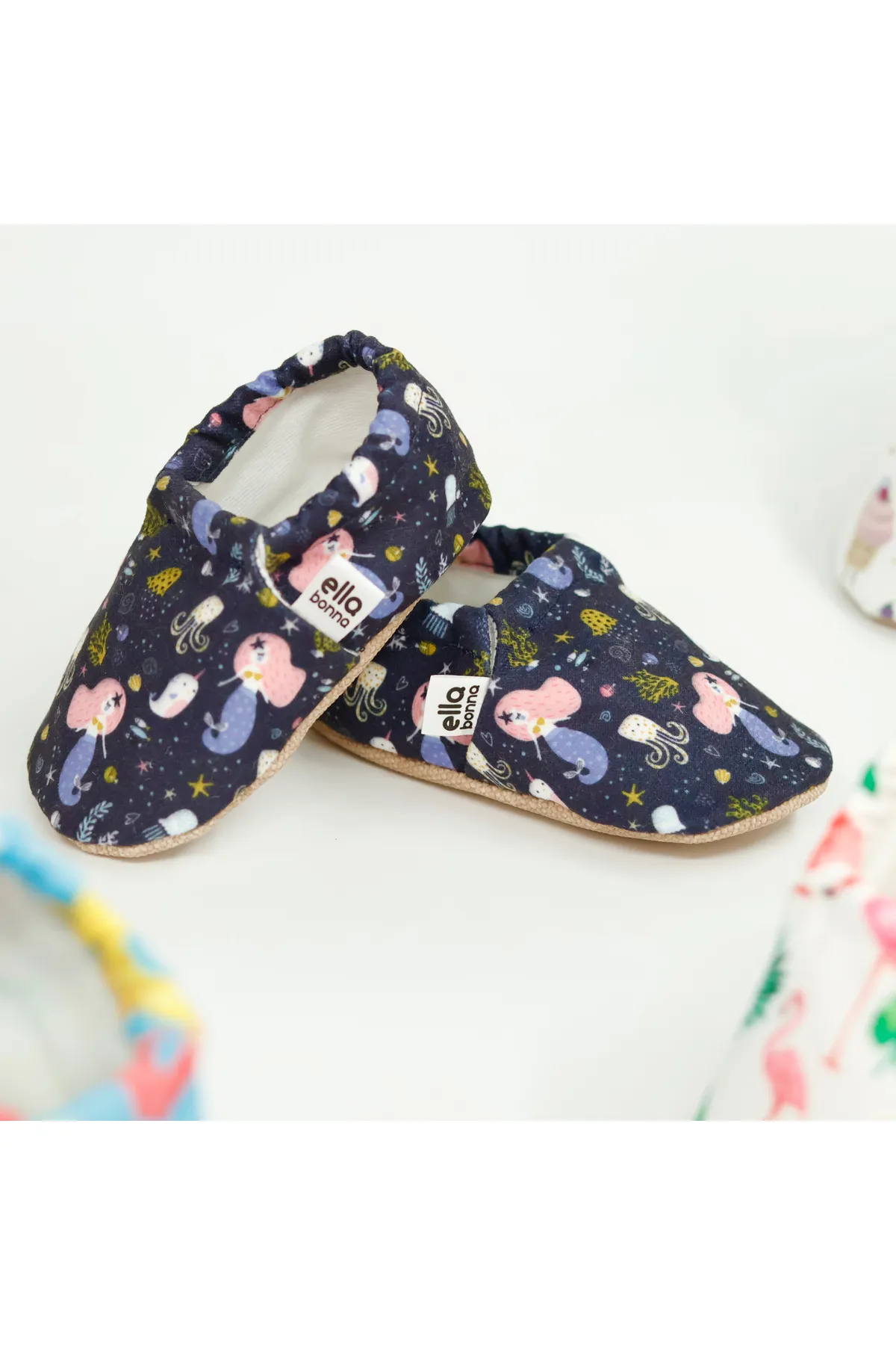Ella Bonna  Rutschfeste Sohle, Meerestiere, Babyschuhe, Heimstiefel, Hausschuhe, Kinderzimmerschuhe, Hausschuhe
