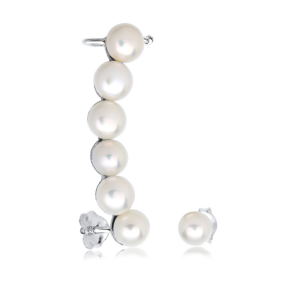 Elli Elli Boucles d'Oreilles Süwasserzuchtperle Earcuff Statement 925 Silber Boucles d'oreilles