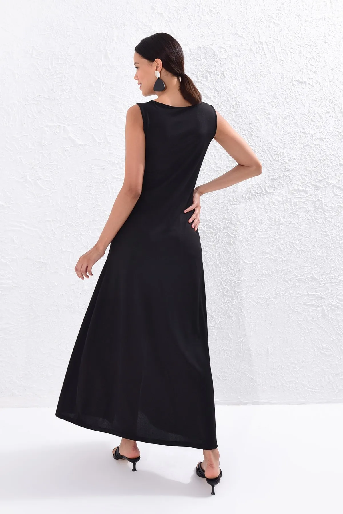 Cool & Sexy  Schwarzes langes Tunikakleid für Damen Yİ1823