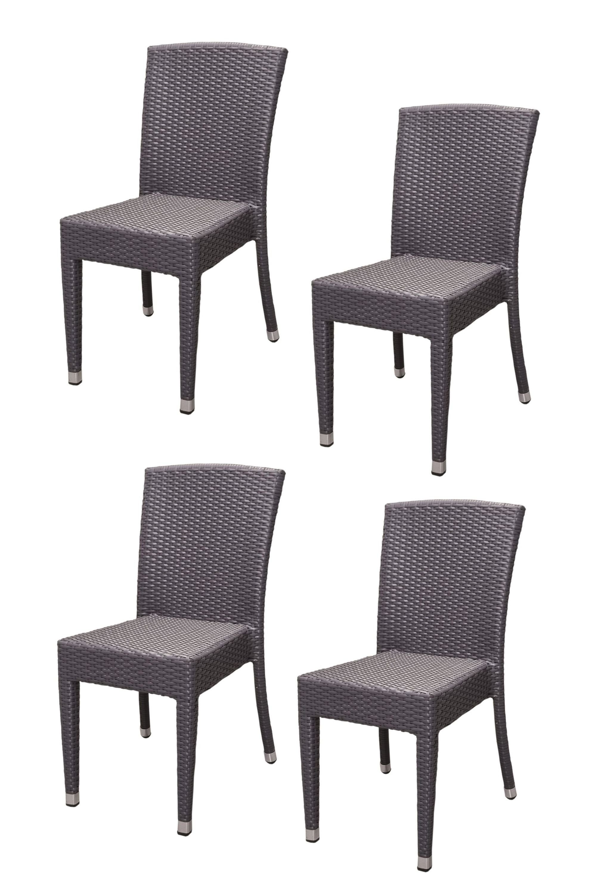 Konway Stapelstuhl MAUI (4 St), 4x KONWAY® MAUI Stapelstuhl Schiefergrau Polyrattan Sessel stapelbar