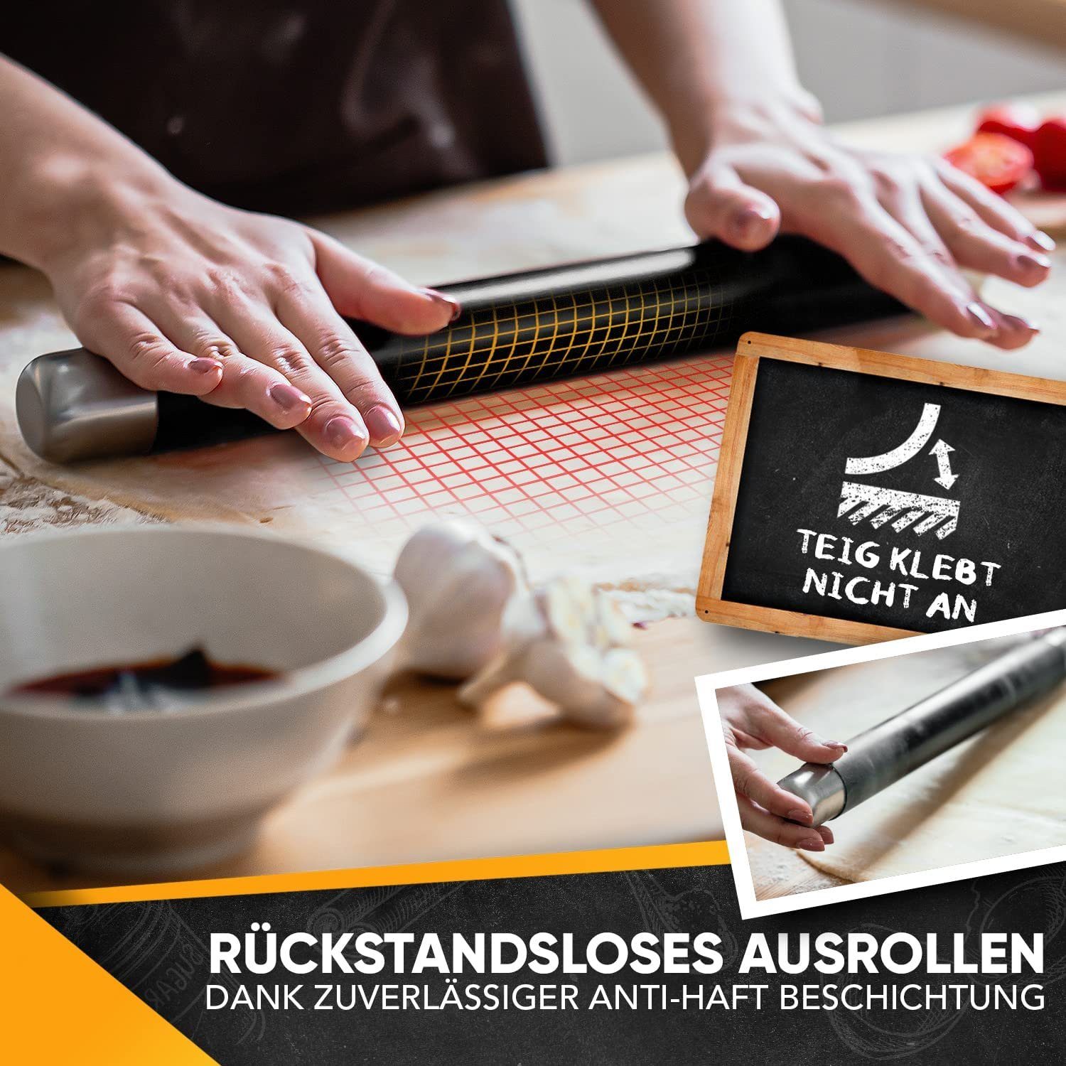 Loco Bird Teigroller aus BPA freiem Silikon Silikon, (Teigrolle mit Antihaftbeschichtung, Nudelholz Silikon ohne Griffe), Backzubehör für Fondant Roller, Pizza, Kuchen, Nudelteig und Mürbeteig