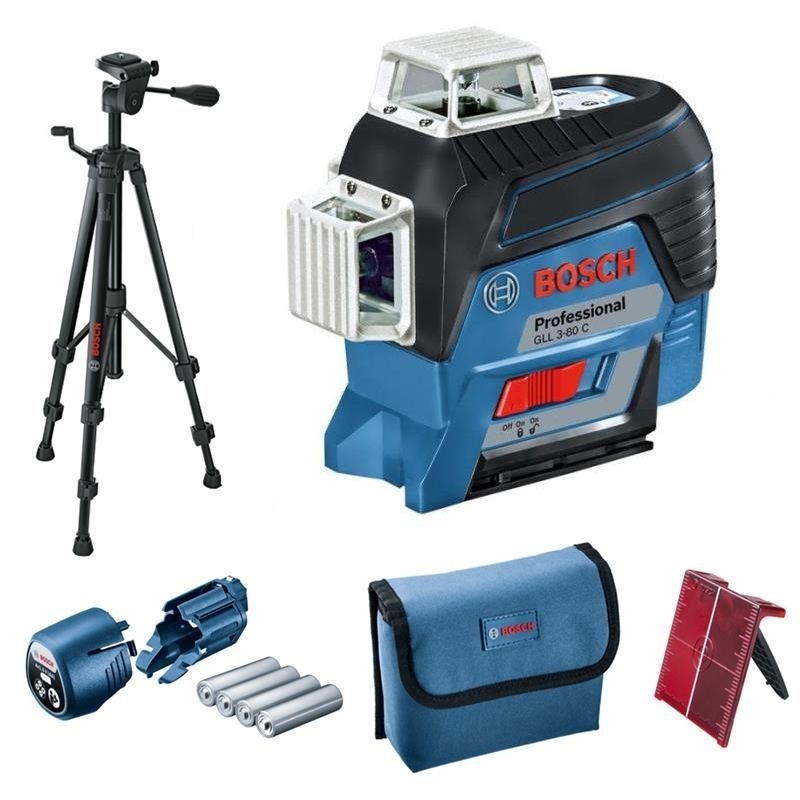 Laser cu linii în cruce Bosch Blue 0601063R01 GLL3-80 C 12V + trepied BT150