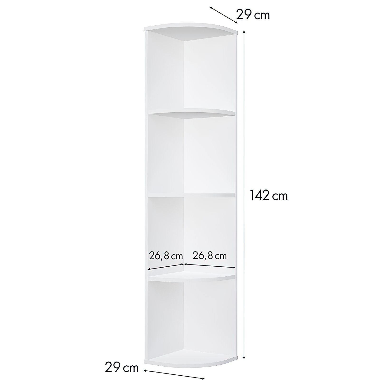 Polini Home Raumteilerregal Polini Eckregal Standregal Bücherregal fächerförmig 4 Fach Regal i
