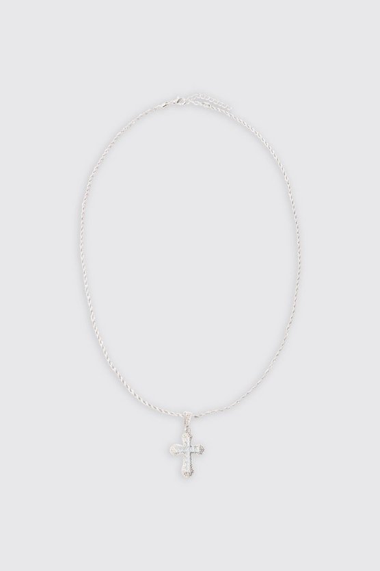 Silberne Kette mit Kreuz-Anhänger