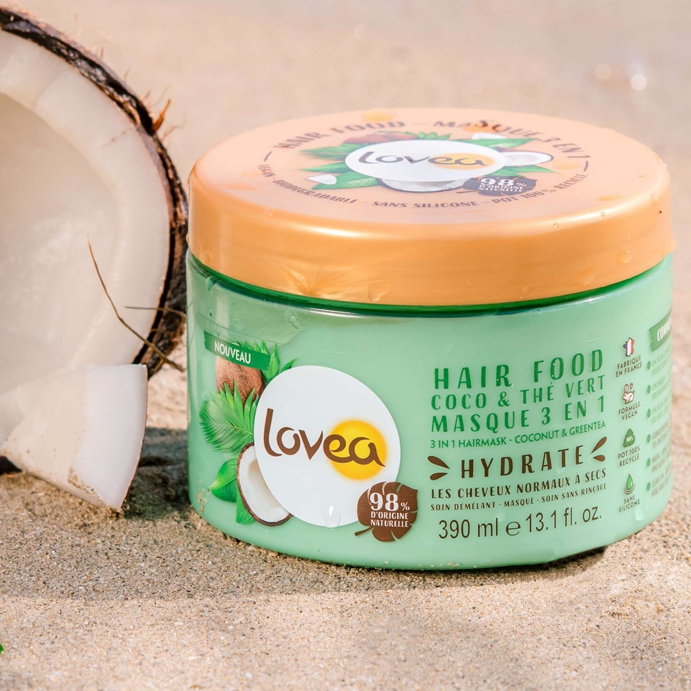 lovea Hair Food Coco & Thé Vert Masque 3 en 1 Masque Capillaire - Cheveux Normaux à Secs