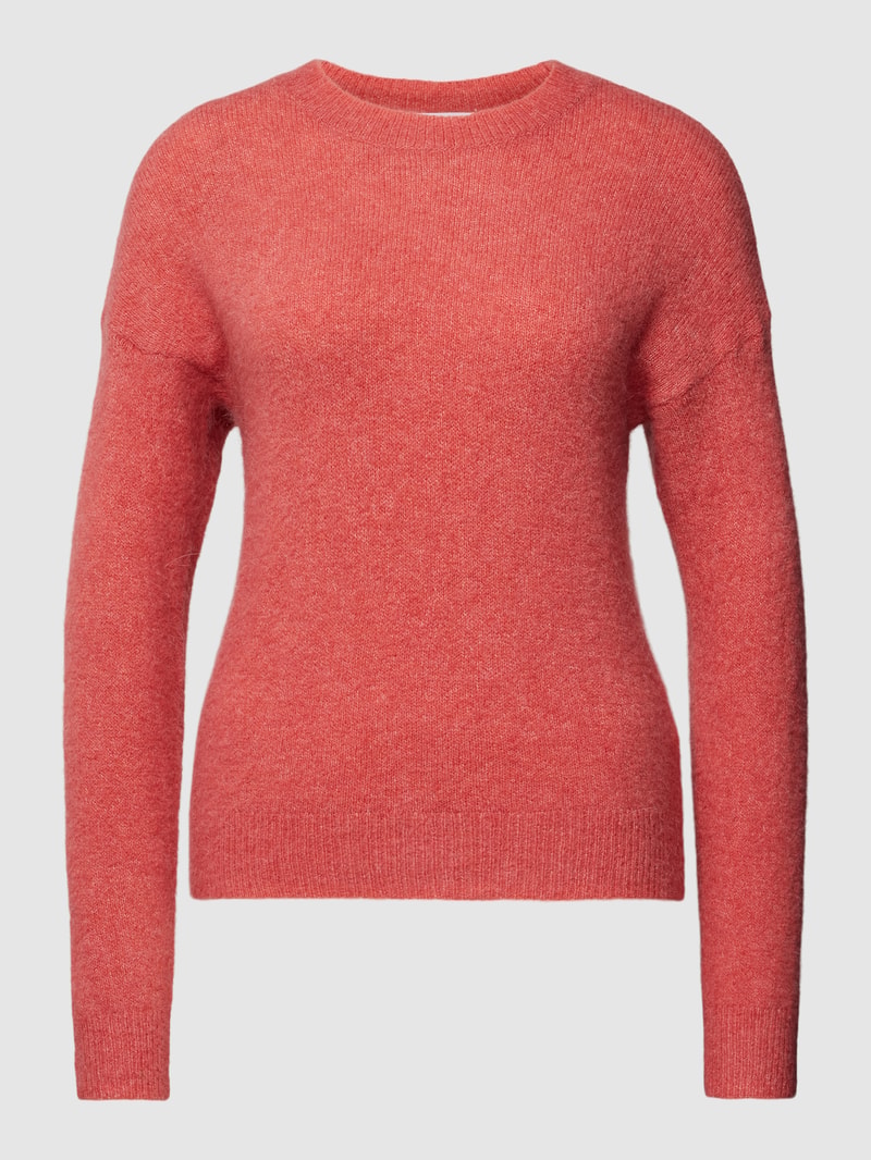 Strickpullover mit Rundhalsausschnitt Modell 'Festina hope' in hellrot meliert