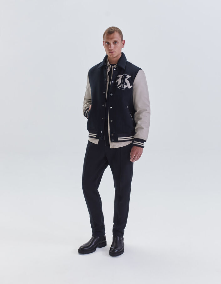 Teddy marine bi-matière avec maxi broderie Homme