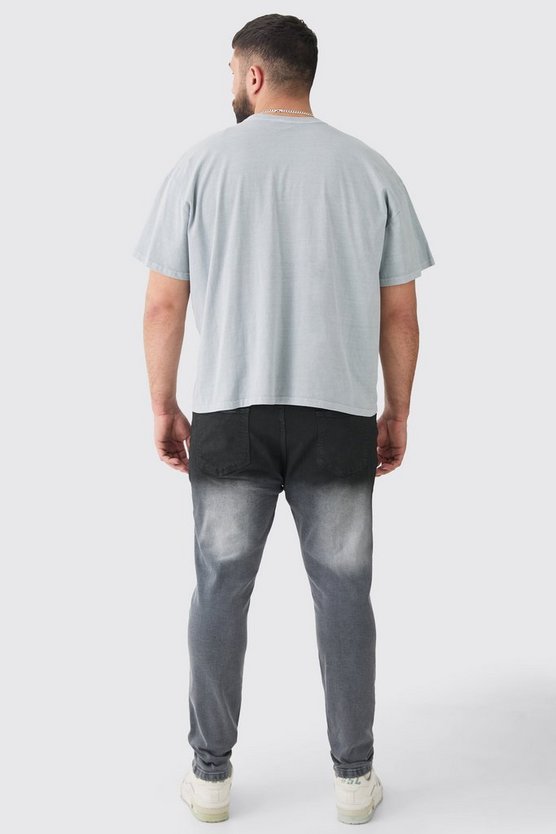Plus dunkelblaue Stretch Skinny Jeans mit Farbeffekt