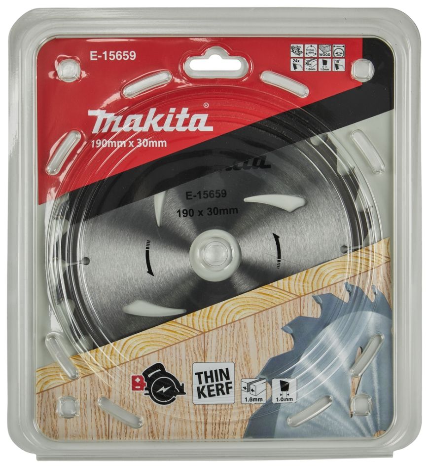 Makita Zubehör E-15659 Kreissägeblatt Holz 190 x 30 x 1,6 mm T24