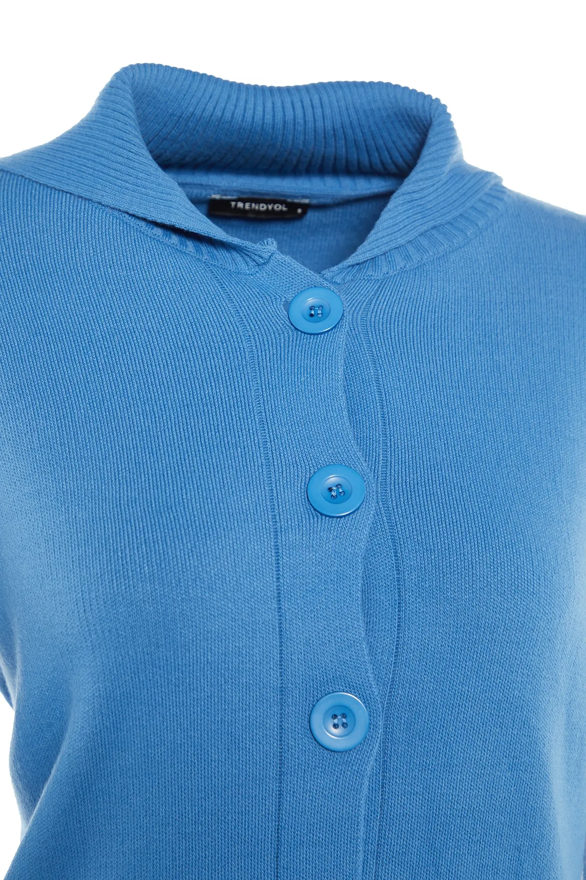 Trendyol Modest  Blaues Strickset mit Cardigan und Hose und Kragendetail TCTAW23US00100