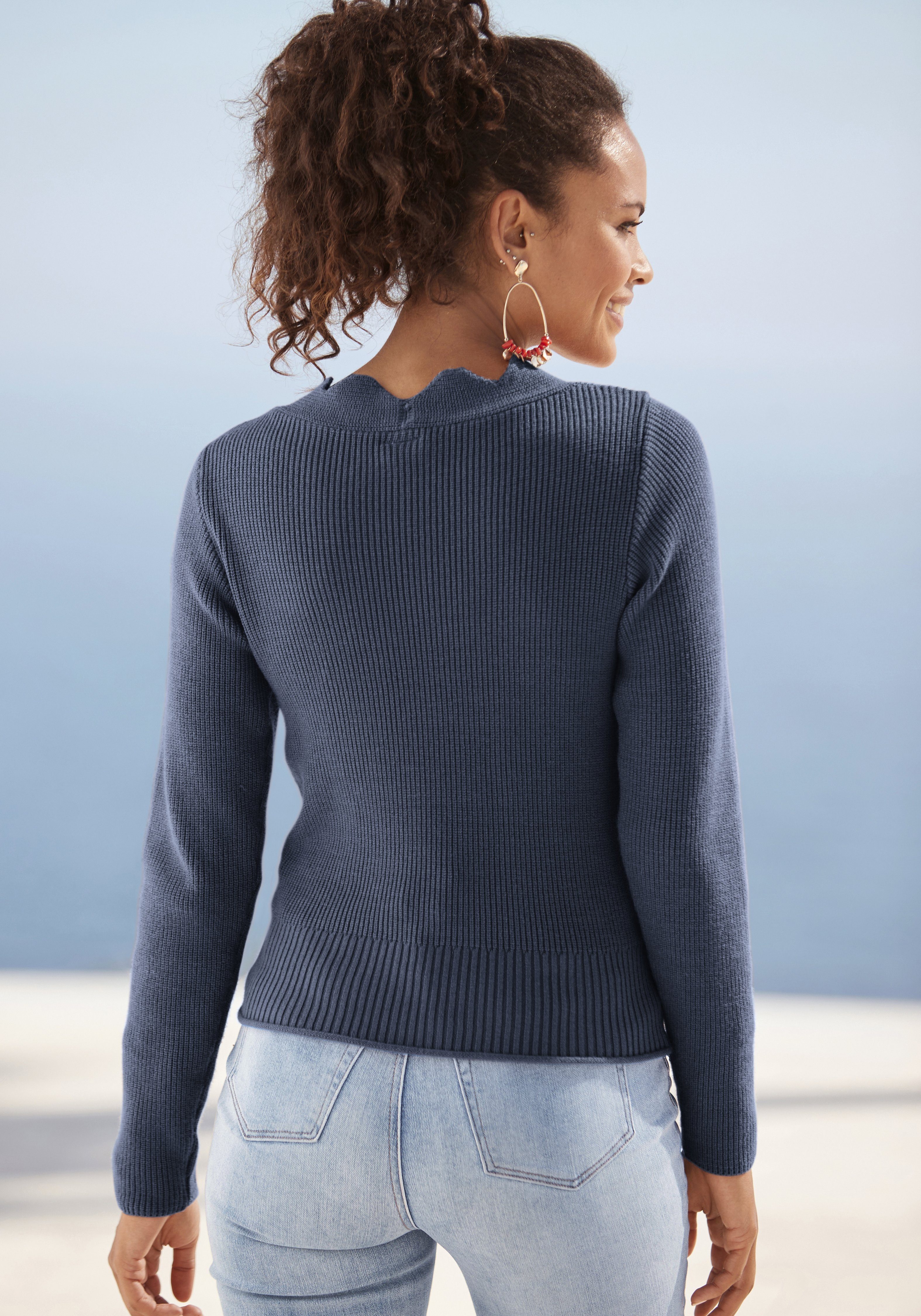 LASCANA Strickpullover mit Wellenkante