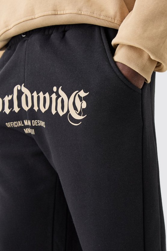 Jogginghose mit Worldwide-Print und geteiltem Saum