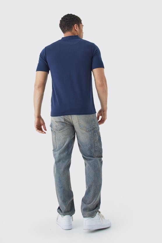 Slim-Fit Poloshirt mit Bomber-Kragen