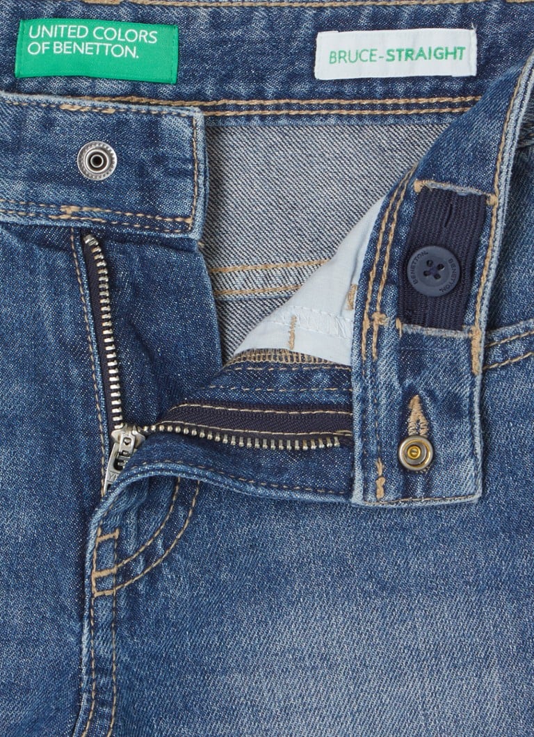 Calça jeans Benetton Bruce de corte reto com lavagem média