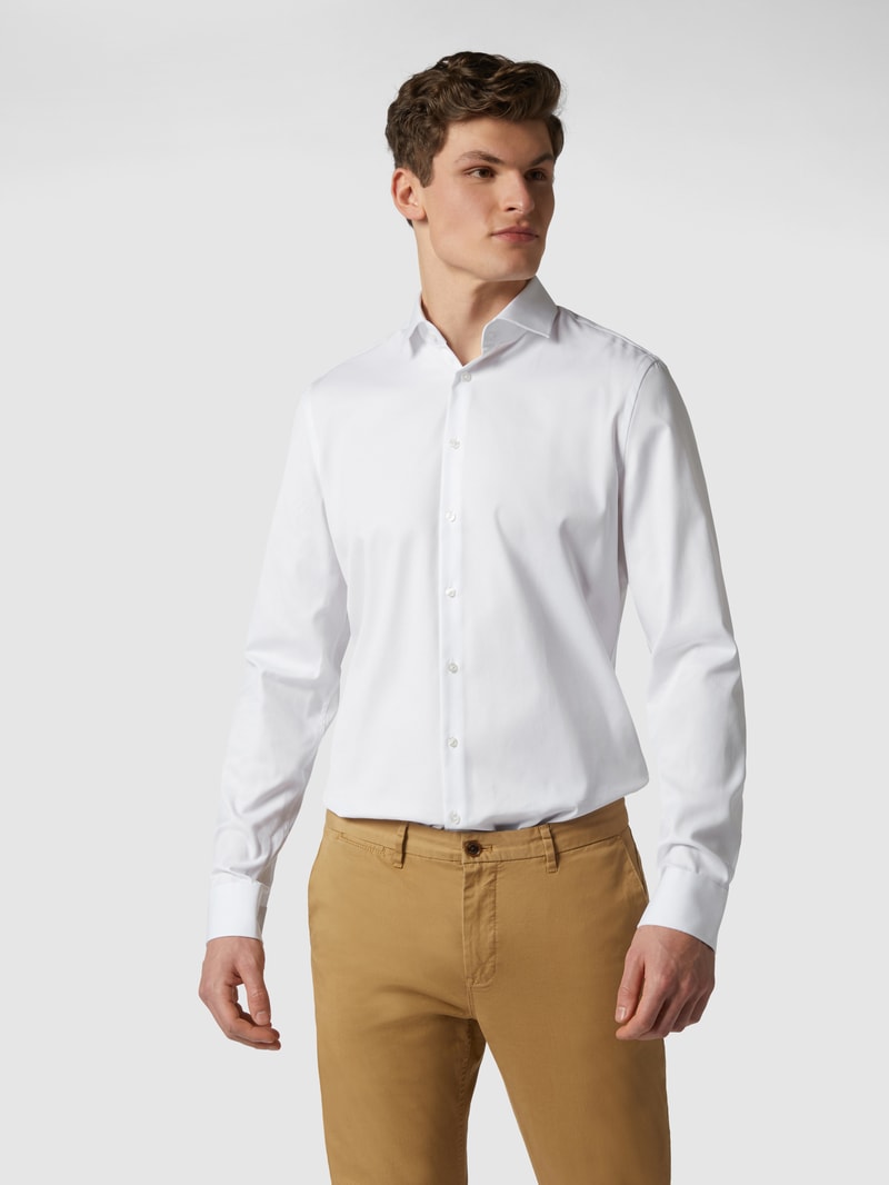 Regular Fit Business-Hemd aus Twill in weiß