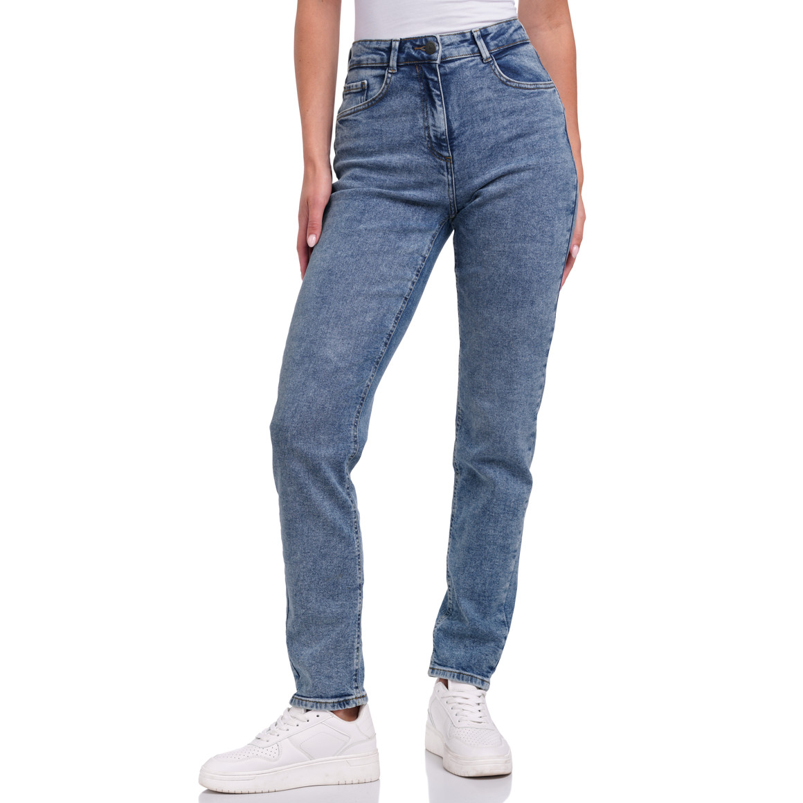 Damen Mom-Jeans mit Used-Waschung