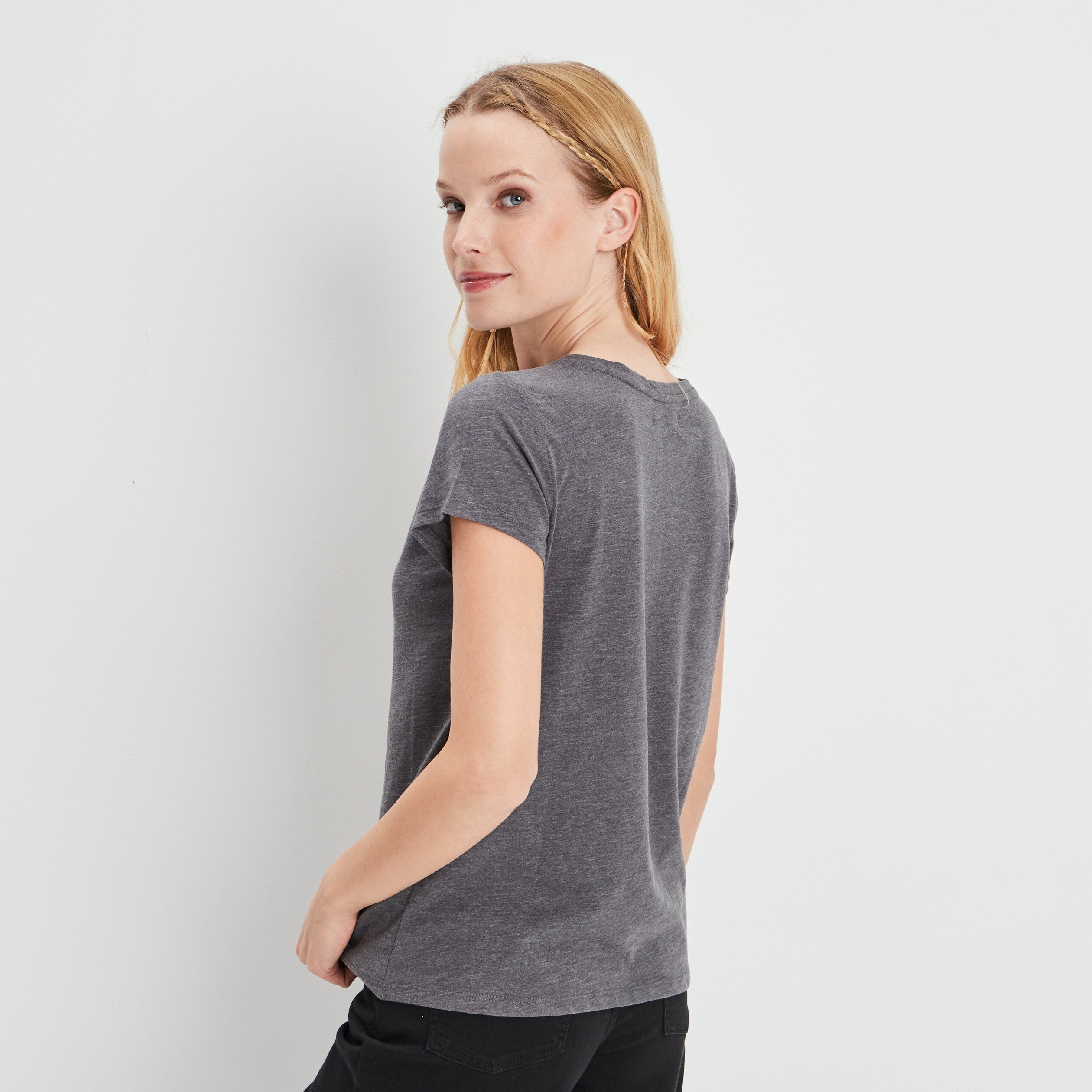 T-shirt manches courtes gris femme | La Halle
