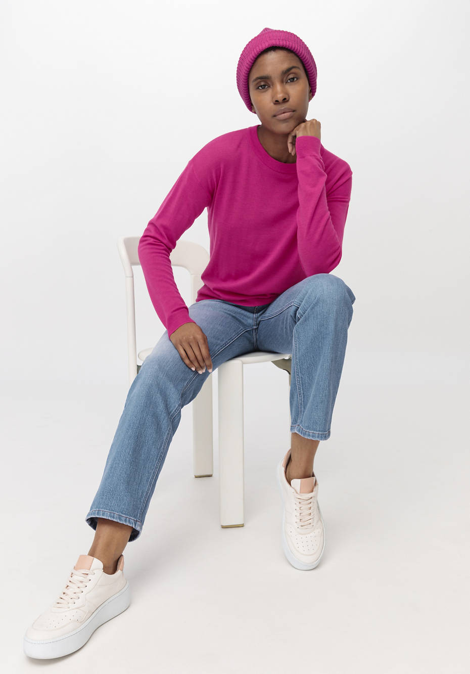 Rundhals-Pullover aus reiner Bio-Merinowolle