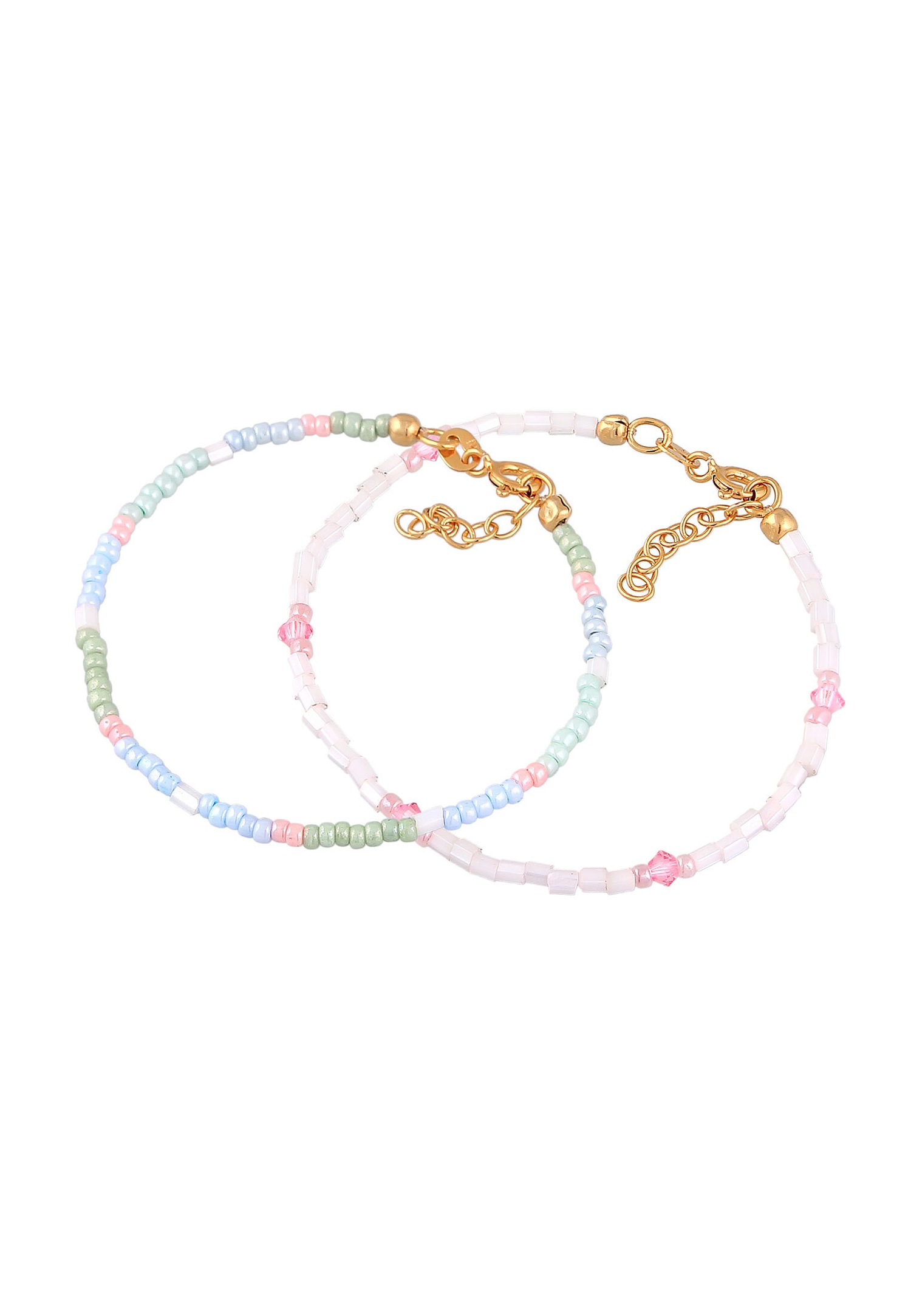Elli dječje pastelne staklene perle, set od 2 komada, od 925 sterling srebra, pozlaćene