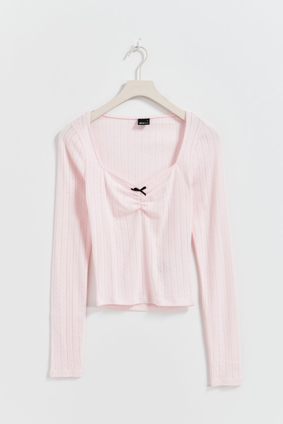 Pointelle bow top