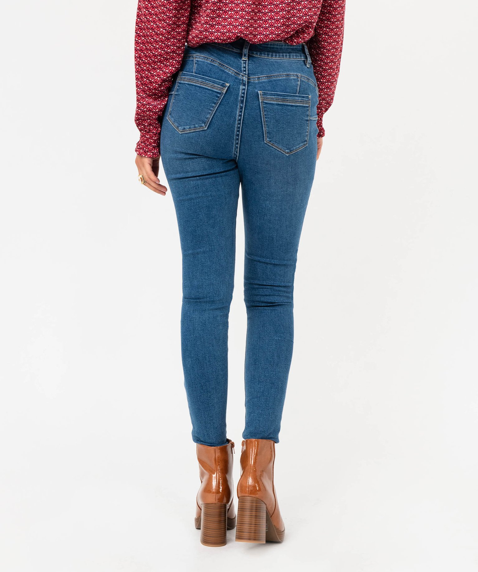 Jean skinny effet push-up taille haute femme stone | GEMO
