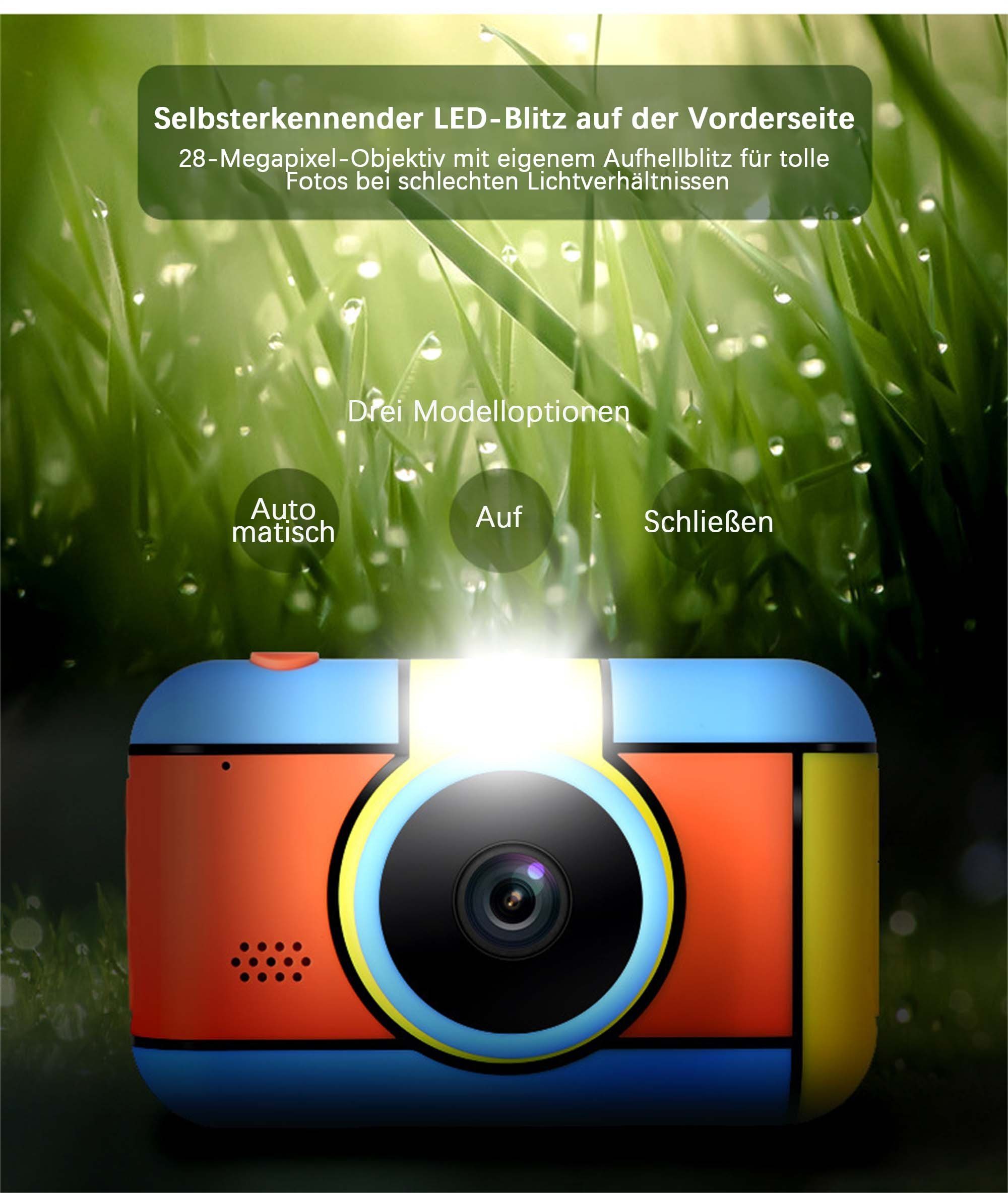 Yoyaxi Kinderleicht-Serie01 Sofortbildkamera (Duale Kameras vorne und hinten, Bequemer für Selfies, 2,4 Zoll LCD Bluetooth und Silikonmaterialien, Einfach zu tragen, Bestes Geschenk für Kinder)