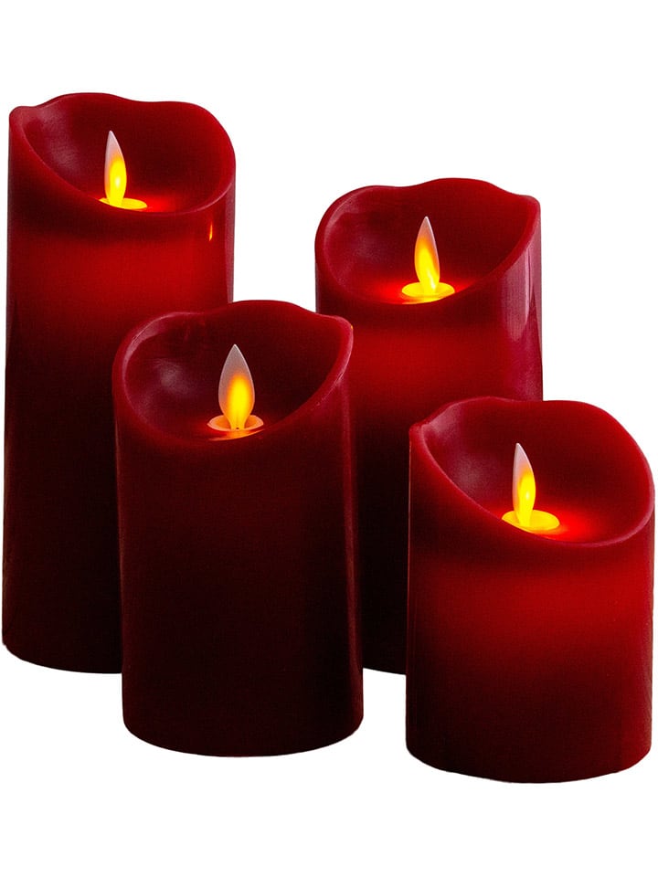 näve 4er-Set: LED-Kerzen in Dunkelrot günstig kaufen onesize
