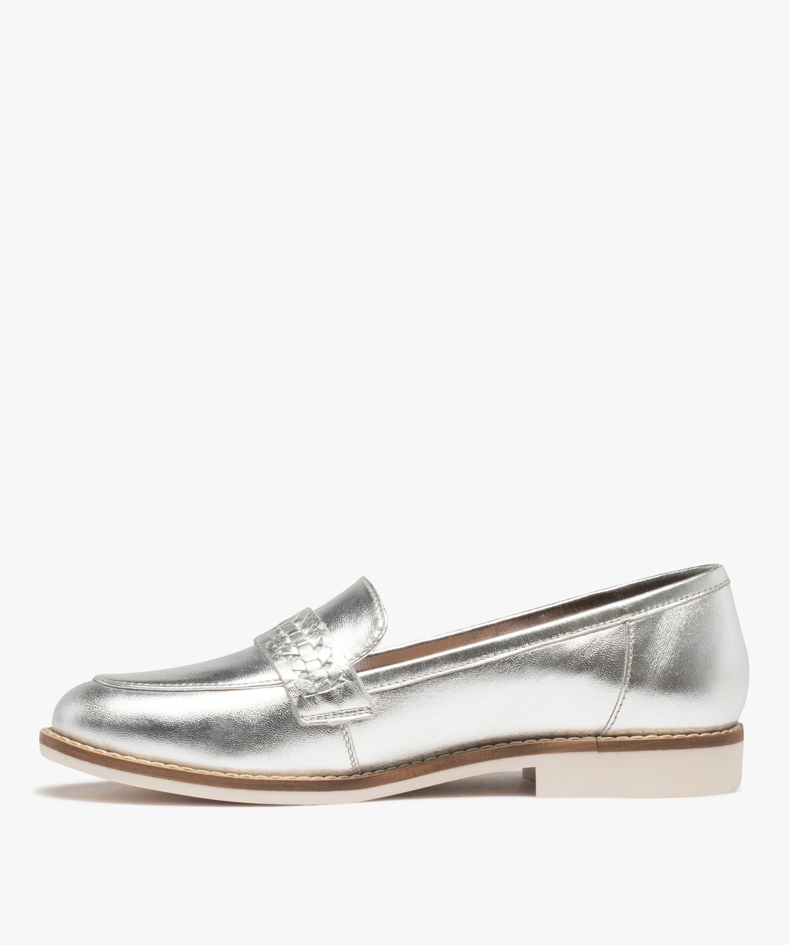 Mocassins femme dessus cuir métallisé - Tanéo argent | GEMO