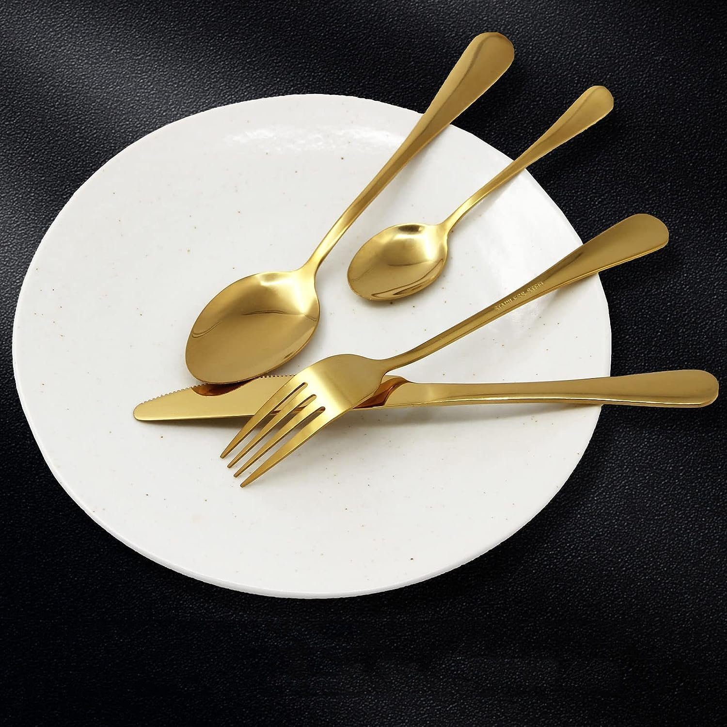AKKEE Besteck-Set Cutlery Set 24-teiliges Besteckset Set Golden Besteckset, für 6 Personen, Messer und Gabel Set, Tafelbesteck