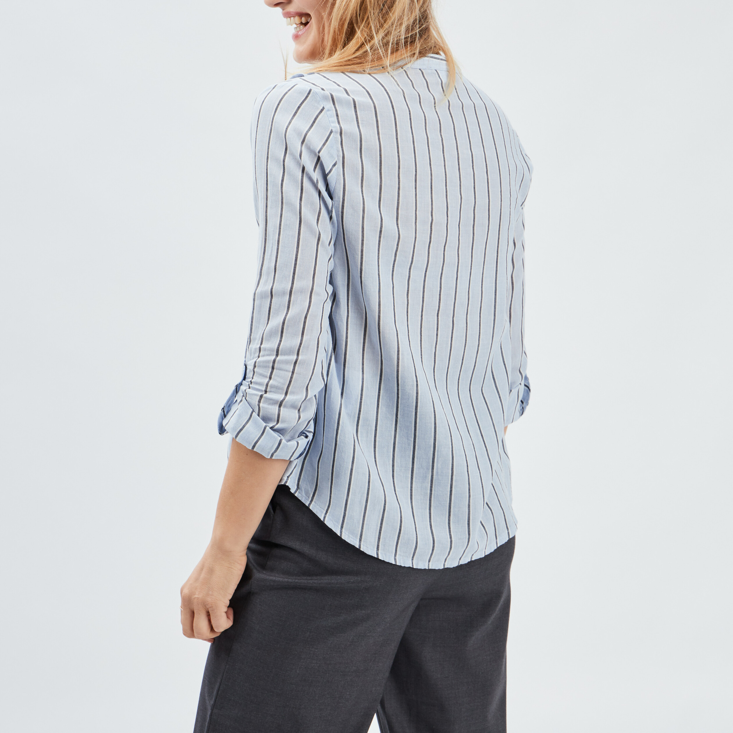 Blouse manches 3 4 bleu ciel femme | La Halle