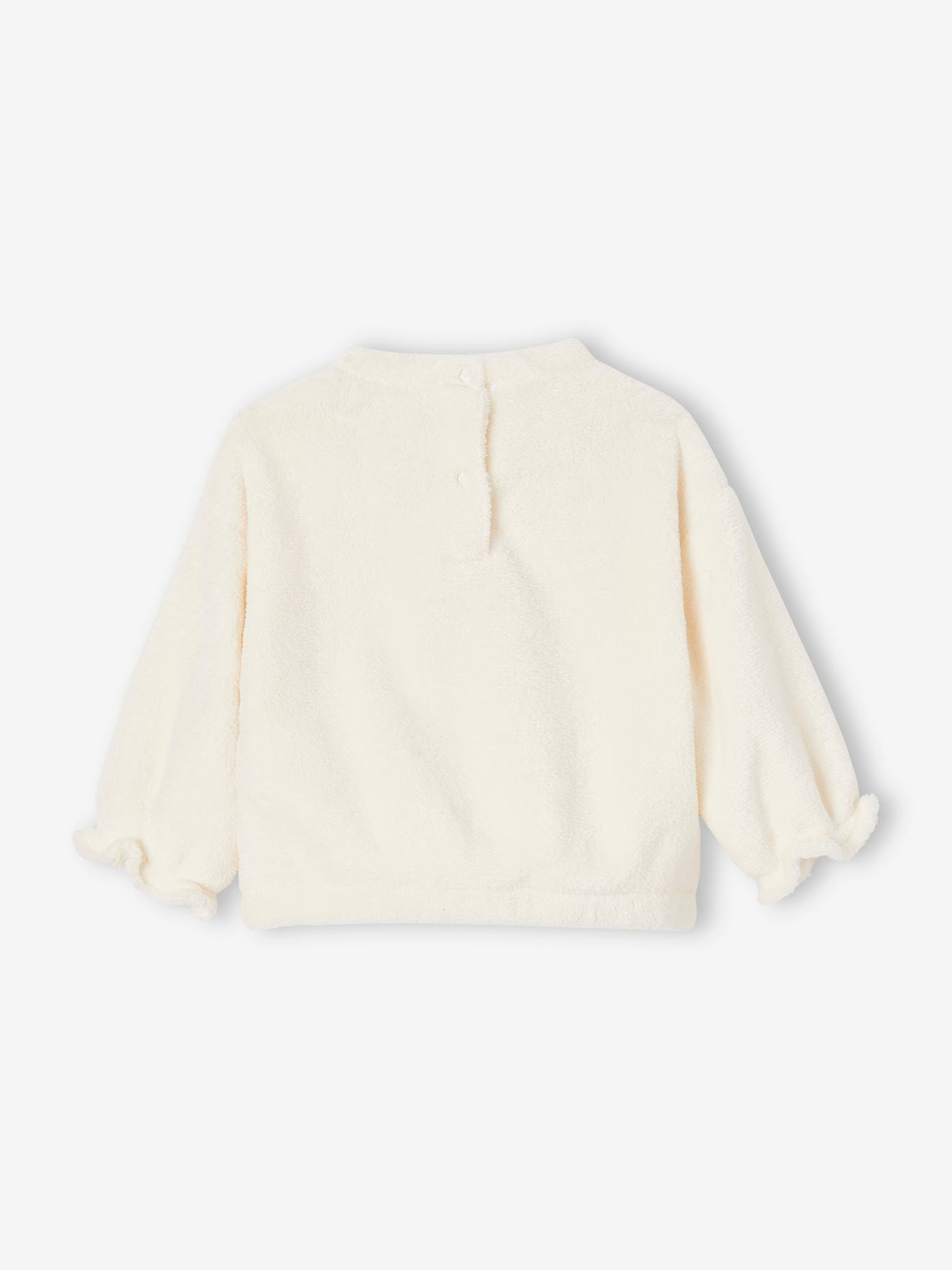 Sweat renne bébé en fausse fourrure écru