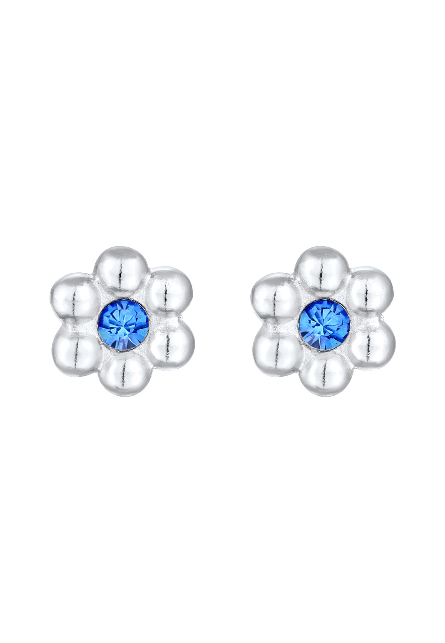 Elli Children's Playful Flower Stud Earrings with Blue Crystal in 925 Sterling Silver