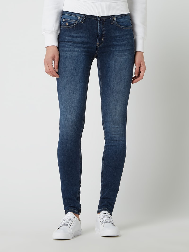Skinny Fit Mid Rise Jeans mit Stretch-Anteil  in jeans meliert