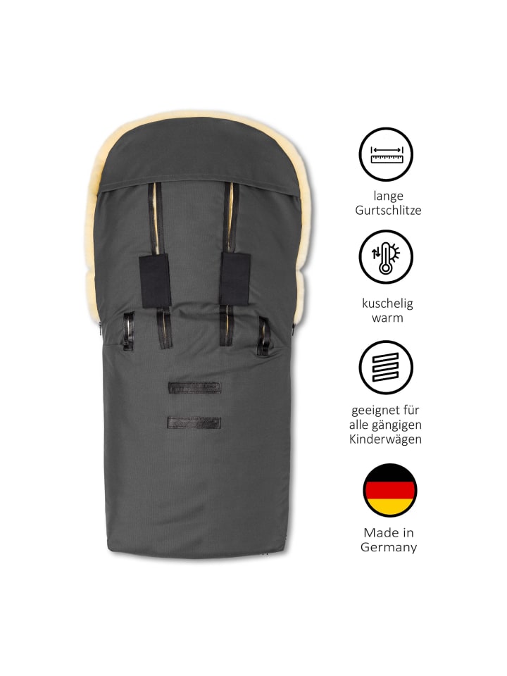 Hofbrucker Lammfell-Fußsack Putzi für Kinderwagen und Buggy in Schwarz Meliert günstig kaufen onesize