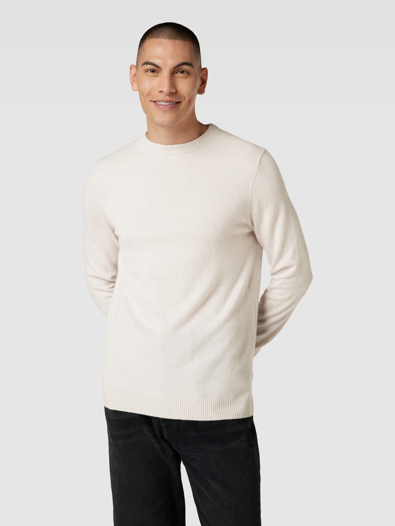 Strickpullover aus Kaschmir mit Rundhalsausschnitt in ecru meliert