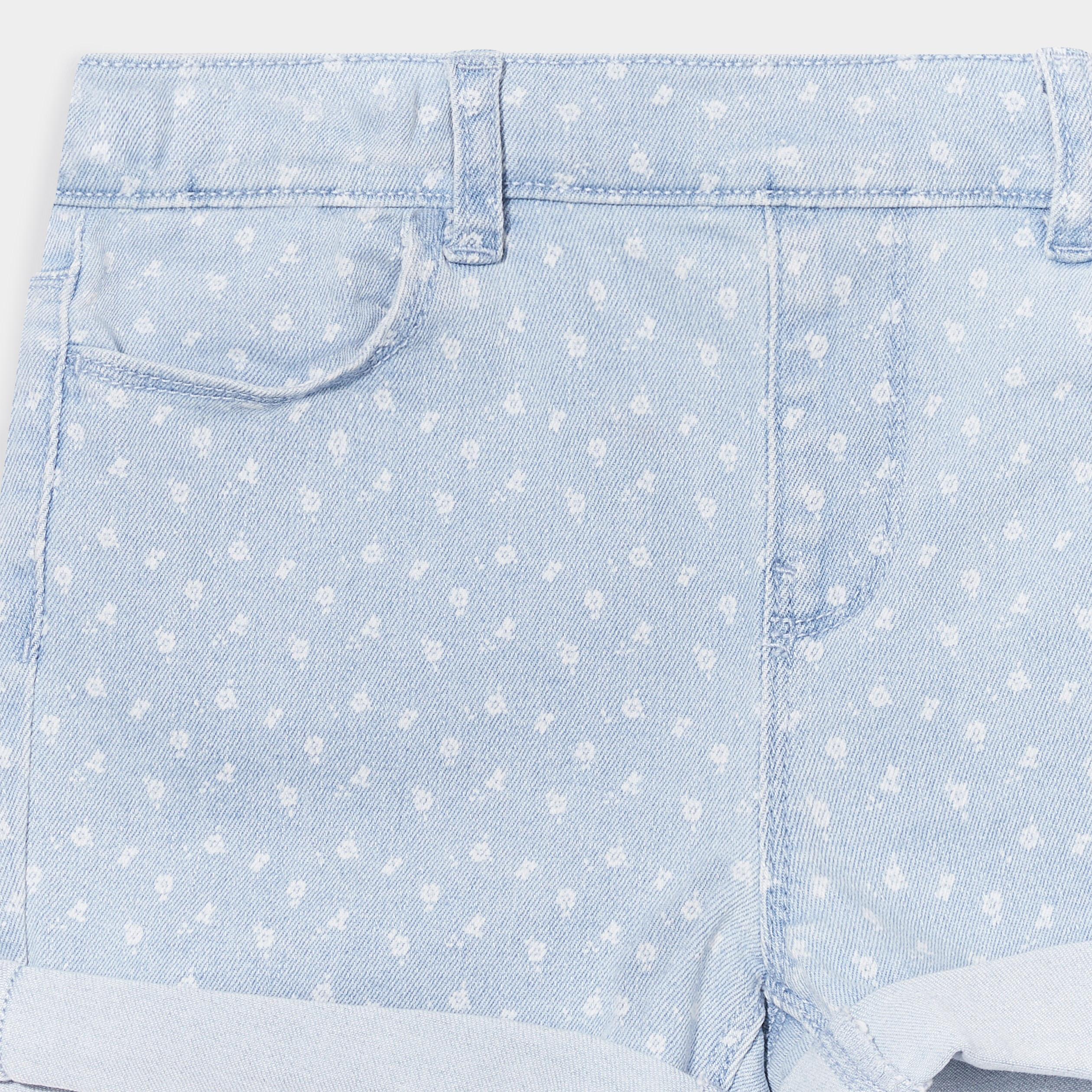 Short slim élastiqué en jean bleu clair fille | La Halle