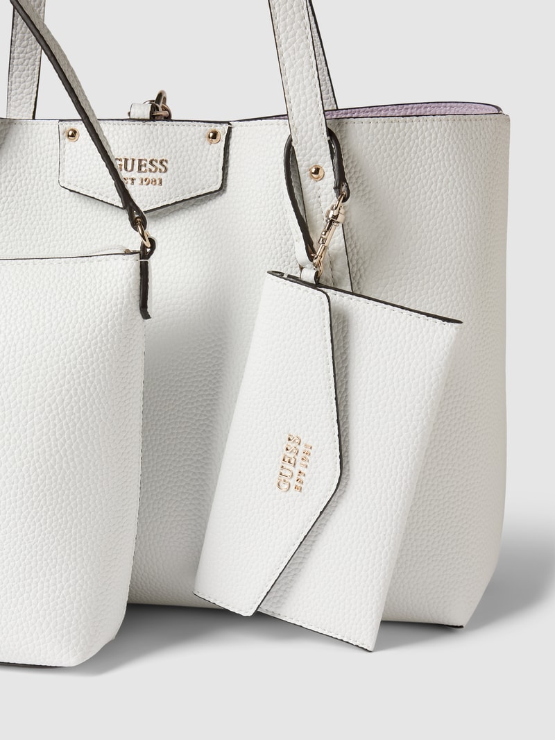 Tote Bag mit Label-Details Modell 'BRENDON' in weiß