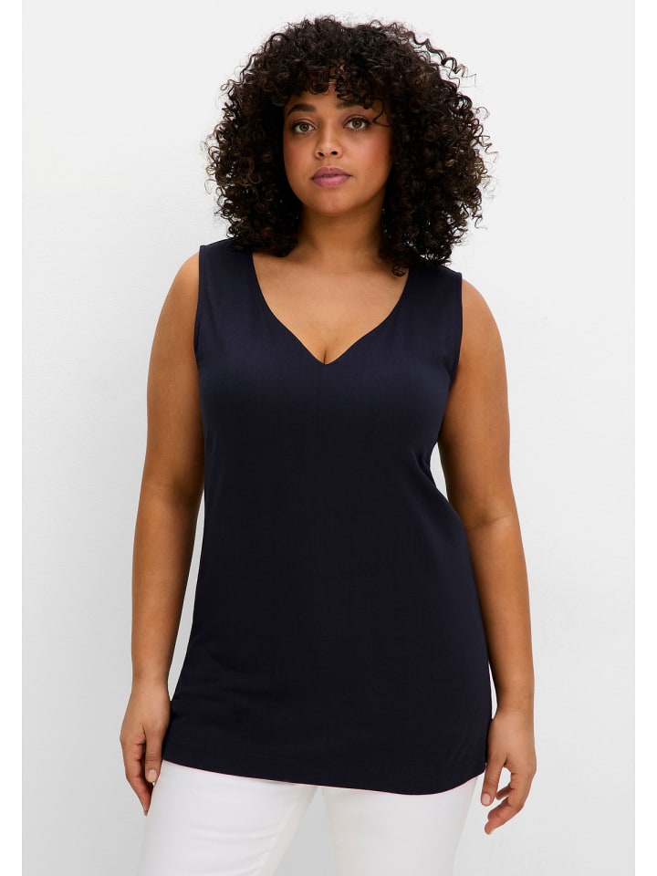 sheego Doppellagiges Top in tiefblau günstig kaufen