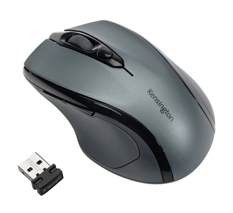 Kensington Pro Fit Kabellose Ergonomische Mid-Size Maus K72423WW Optisch Für Rechtshänder USB-A Nano Receiver Grau