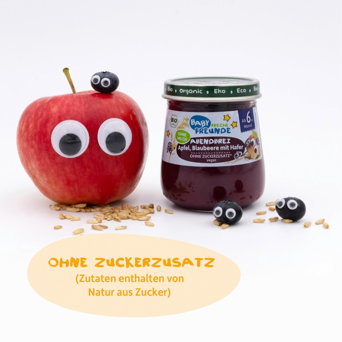 Abendbrei Apfel, Blaubeere mit Hafer, ab dem 6.Monat, 120 g