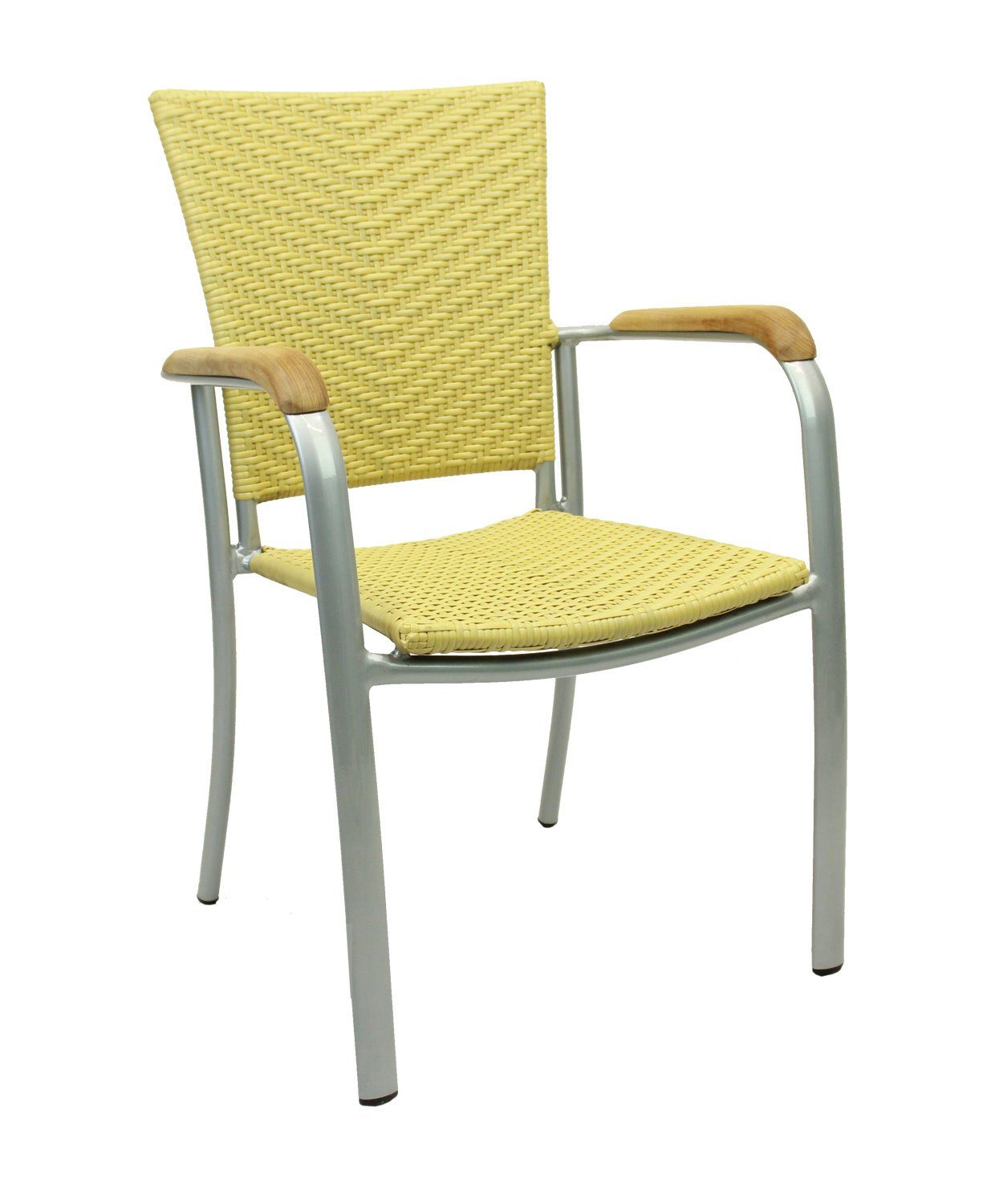 Konway Stapelstuhl ARUBA (4 St), 4x KONWAY® ARUBA Stapelsessel Honig Premium Polyrattan Sessel